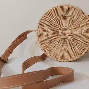 Woven wicker crossbody purse